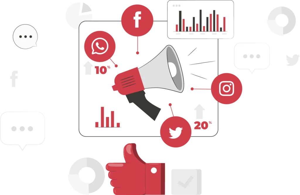 Social Media Icon Illustration for Social Media Marketing and Management services